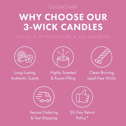 Pink Rose & Vanilla 3-Wick Candle